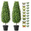 Set 2 plante artificiale, Inaltime 91.4 cm, Verde, PE si Otel carbon, protectie UV