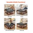 Masa de cafea ottoman, raft depozitare, Maro/Gri, Lemn, 875 x 875 x 445 mm, max 180 kg