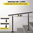 Balustrada pentru 1-3 trepte exterioare, Negru, Aluminiu, Lungime 91 cm, Unghi reglabil