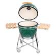 Grill Strend Pro Kamado, Ceramica si Inox, diametru 57.4 cm, Verde, 145x85x125 cm