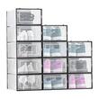 Set 12 cutii pentru pantofi, stivuibile, transparente, Gri, maxim marimea 46, dimensiune 334 x 230 x 145 mm