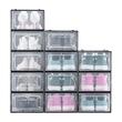 Set 12 cutii pentru pantofi, stivuibile, transparente, Gri, maxim marimea 46, dimensiune 334 x 230 x 145 mm