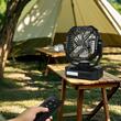 Ventilator camping solar cu acumulator, 10000 mAh, Panou solar independent 7W, lanterna, putere 10W