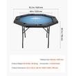 Masa de poker pliabila cu 2 fete, Hexagon, 8 jucatori, sine captusite, suporturi pentru pahare din otel inoxidabil, 1325 x 1325 x 765 mm