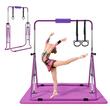 Bara gimnastica pliabila pentru copii, max 63 kg, Inaltime reglabila 914-1321 mm, saltea, 2 x inele, Violet
