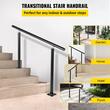 Balustrada pentru 1-4 trepte exterioare, Negru, Aluminiu, Lungime 121 cm, Unghi reglabil