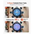 Masa de poker pliabila cu 2 fete, Hexagon, 8 jucatori, sine captusite, suporturi pentru pahare din otel inoxidabil, 1325 x 1325 x 765 mm