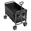 Carucior de cumparaturi 2 etaje, pliabil, 4 roti cu frane, maxim 204 kg, greutate 14 kg, Otel Carbon si panza Oxford 600D, Volum 400 l, Negru