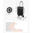 Carucior pentru cumparaturi pliabil cu 2 roti mari, geanta detasabila, maner telescopic 150-190 cm, max 35 kg, 5 x buzunare