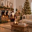 Decoratiune Mos Craciun, Inaltime 60 cm, Tinuta Bordo, Decoratiuni aurii