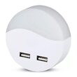 Lampa de veghe cu senzor de lumina, 3000K, 2xUSB, 10 lm