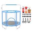 Trambulina pentru copii cu plasa exterioara, diametru 1470 mm, max 120 kg, 36 arcuri, Albastru/Negru, Accesorii hamac, sac box, set baschet