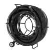 Sarpe pentru desfundat scurgeri, pentru tevi cu diametrul 50-200 mm, Lungime 18 m, 6 capete de strapungere, tambur cu 2 roti