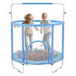 Trambulina pentru copii cu plasa exterioara, diametru 1470 mm, max 120 kg, 36 arcuri, Albastru/Negru, Accesorii hamac, sac box, set baschet