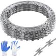 Set 3 role de sarma ghimpata, Otel galvanizat, lungime totala 45 m, Spirala dubla cu catarama