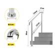 Balustrada inox pentru 4 sau 5 trepte Vivatechnix, Inaltime 86 cm, lungime 161 cm, pozitii reglabile