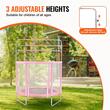 Trambulina pentru copii cu plasa exterioara, diametru 1470mm, max 120 kg, 36 arcuri, Roz/Negru, Accesorii hamac, sac box, set baschet