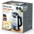 Fierbator electric cordless, Sticla si Inox 1.7l, putere 2200 W, cana gradata, iluminare colorata
