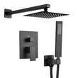 Set de dus, Montaj incastrat, Inox, Negru mat, Cap dus patrat 20 cm, 500 x 200 x 65 mm