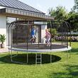 Trambulina pentru exterior, Diametru 457 cm, plasa de protectie, scara de acces, maxim 150 kg, 90 arcuri