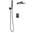 Set de dus, Montaj incastrat, Inox, Negru mat, Cap dus patrat 20 cm, 500 x 200 x 65 mm