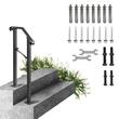 Balustrada pentru 1-2 trepte exterioare, Negru, Otel, Distanta dintre stalpi 30 cm, unghi reglabil, Kit instalare