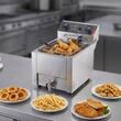 Friteuza profesionala Inox, 2500 W, Capacitate 6.8 l, control temperatura, 1 x cos, supapa scurgere ulei