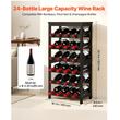 Raft modular detasabil pentru 24 sticle de vin, Stivuibil, Lemn Bambus, 6 Niveluri, 410 x 240 x 823 mm, Negru