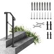 Balustrada pentru 1-2 trepte exterioare, Negru, Otel, Distanta dintre stalpi 30 cm, unghi reglabil, Kit instalare
