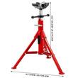 Suport cu role pentru tevi, Cap in V, Portabil, Pliabil, capacitate 1140 kg, Inaltime reglabila 71-131 cm