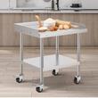 Masa de lucru Inox, pentru preparare alimente, 610x711x762 mm, 1 x rafturi, 4 x roti