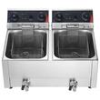 Friteuza profesionala Inox, 5000 W, Capacitate 14 l, control temperatura, 2 x cos, supapa scurgere ulei, 60-200 °C