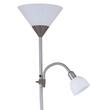 Lampa de podea cu 2 x surse E27/E14, Alb, IP20, Metal/Sticla