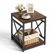 Masuta cafea, Lemn/Otel, 2 x niveluri, Maro/Negru, 45.7 x 45.7 x 51 cm