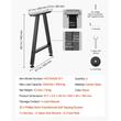 Set 2 picioare de masa, Otel, Negru, 74 x 55 cm, max 450 kg, Nivelare reglabila