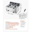 Friteuza profesionala Inox, 5000 W, Capacitate 14 l, control temperatura, 2 x cos, supapa scurgere ulei, 60-200 °C