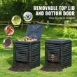 Compostor de gradina, Capacitate 300 l, rezistent UV, capac superior si usa evacuare