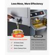 Friteuza profesionala Inox, 5000 W, Capacitate 14 l, control temperatura, 2 x cos, supapa scurgere ulei, 60-200 °C