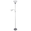 Lampa de podea cu 2 x surse E27/E14, Alb, IP20, Metal/Sticla