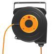Prelungitor pe tambur 15 m, Fixabil perete suport pivotant, Retractabil, max 3000 W, diametru conductor 1.5 mmp, 3 x prize