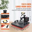 Presa termica 2 in 1 pentru transfer tricouri/sepci, 1200 W, 0 - 250 ℃, Placa de încălzire 38 x 38 cm