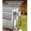 Gratar pe carbune cu rotisor electric 38W, Otel Inoxidabil, inaltime de gatit reglabila 4 niveluri, 1580 x 550 x 1040 mm, 4 roti