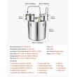 Cazan pentru distilat alcool, Inox, Capacitate 50 l, manometru, termometru scala dubla, pompa apa