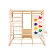 Spatiu de joaca interior cu panou de catarat, Lemn de pin, 7 in 1, capacitate max 136 kg, scari, leagan, topogan