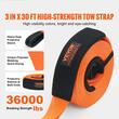 Curea remorcare pentru off-road, Lungime 9.1 m, max 16 tone, Geanta transport, 2 x Inele D, latime 76.2 mm