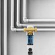 Filtru sedimente pentru toata casa, Centrifugal, 40 microni, Debit 4 T/h, Instalare universala, 3/4" GM + 1" GM + 3/4" GF, supapa curatare