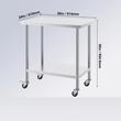 Masa de lucru Inox, pentru preparare alimente, 610x914x955 mm, 1 x rafturi, 4 x roti, Inaltime reglabila