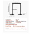 Set 6 x stalpi delimitare, Negru, Otel carbon, 3 x Curea retractabila 200 cm, Inaltime 87 cm