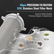 Filtru sedimente pentru toata casa, Centrifugal, 40 microni, Debit 4 T/h, Instalare universala, 3/4" GM + 1" GM + 3/4" GF, supapa curatare
