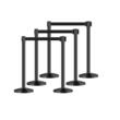 Set 6 x stalpi delimitare, Negru, Otel carbon, 3 x Curea retractabila 200 cm, Inaltime 87 cm